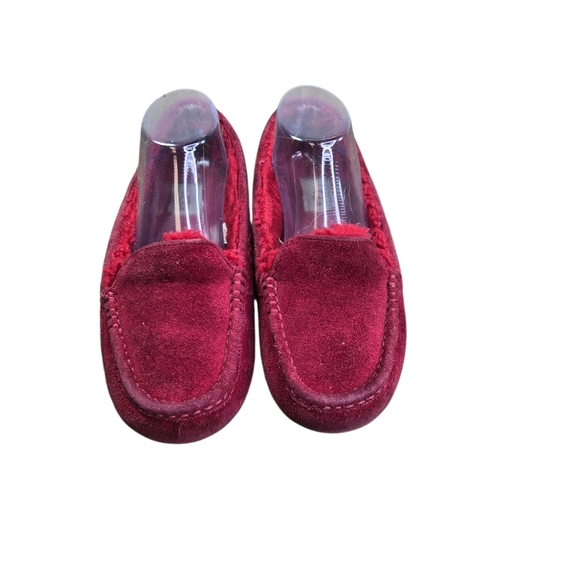 Ugg Ansley Red Suede Shearling Slippers Moccasins - Picture 2 of 11